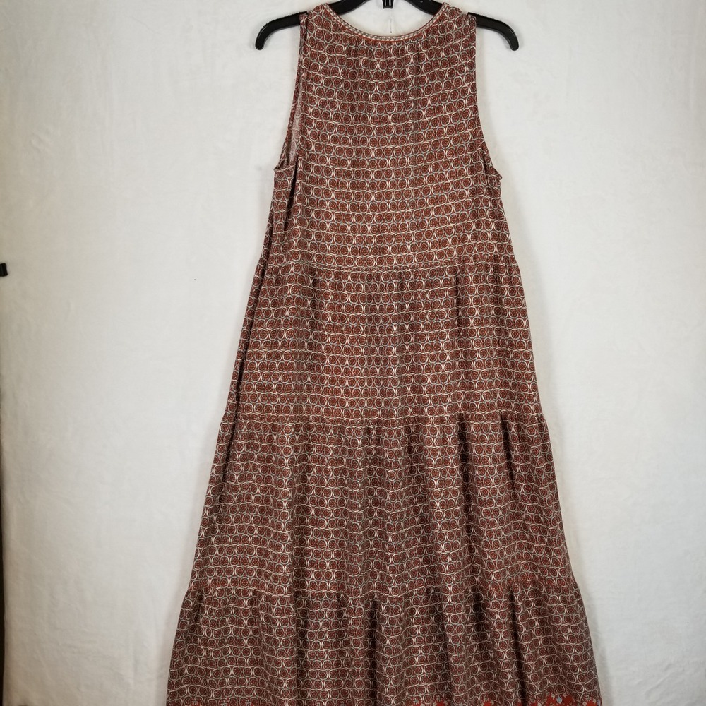 Max Studio Rust Brown Printed Tie-Neck Maxi Dress - Picture 3 of 9